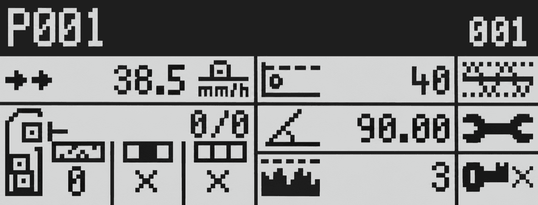 Metal detector operator panel showing the main menu
